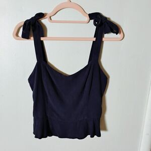 Sophia Rue Blue Crop Top S | Adjustable Tie Straps | Excellent Condition